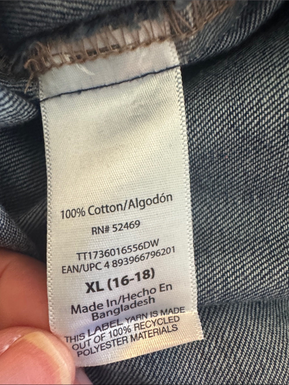 TIME AND TRU Denim Popover Top XL 27” p2p Indigo NWOT - Picture 10 of 10